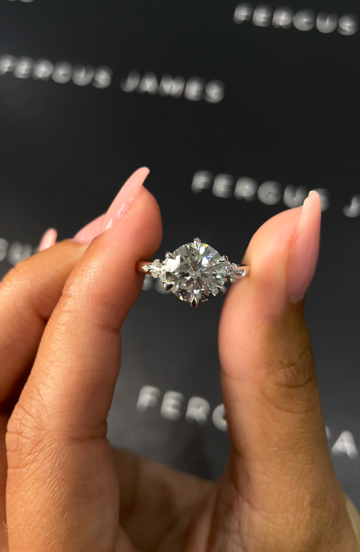 2.5 Carat Natural Diamond Band Engagement Ring - Round Diamond