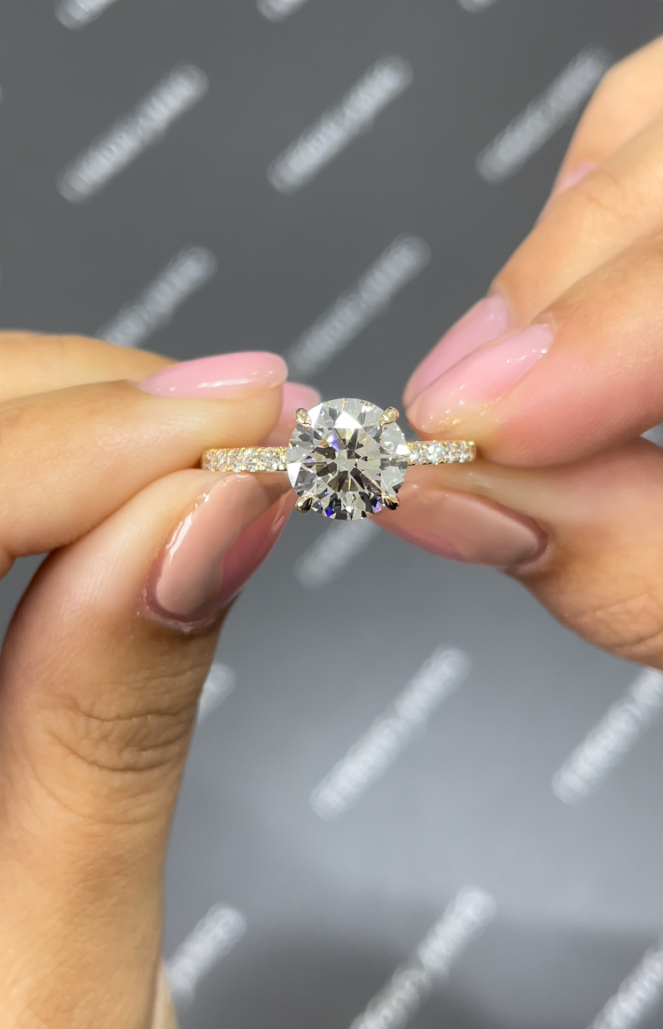 2.5 Carat Natural Diamond Band Engagement Ring - Round Diamond