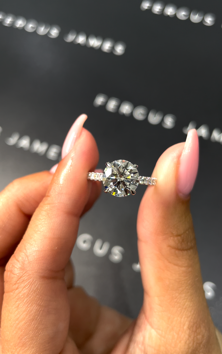2.5 Carat Natural Diamond Band Engagement Ring - Round Diamond