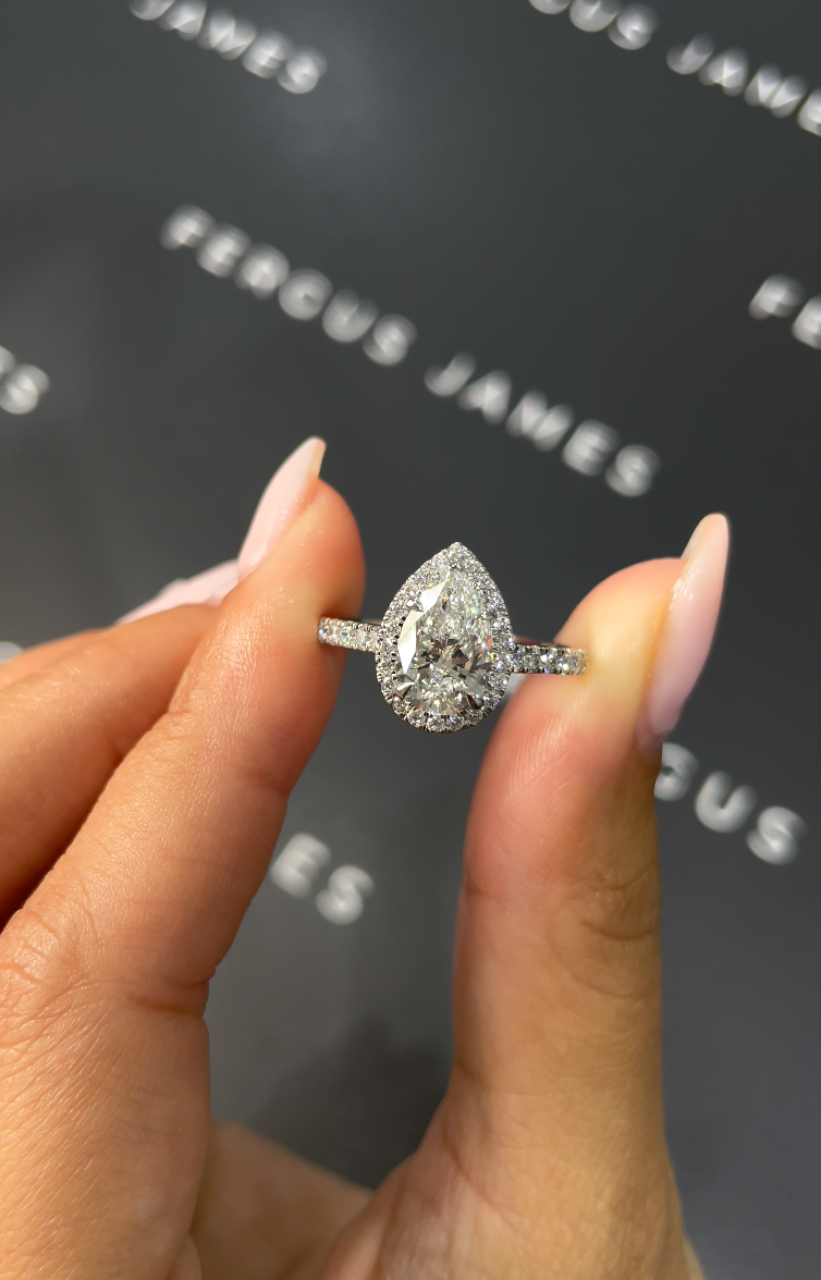 1.5 Carat Lab-Grown Halo Engagement Ring - Pear Diamond