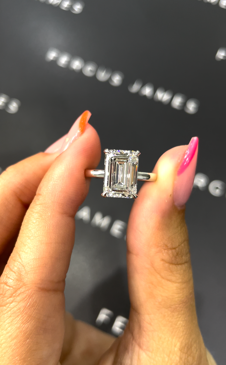 3 Carat Natural Solitaire Engagement Ring - Emerald Diamond