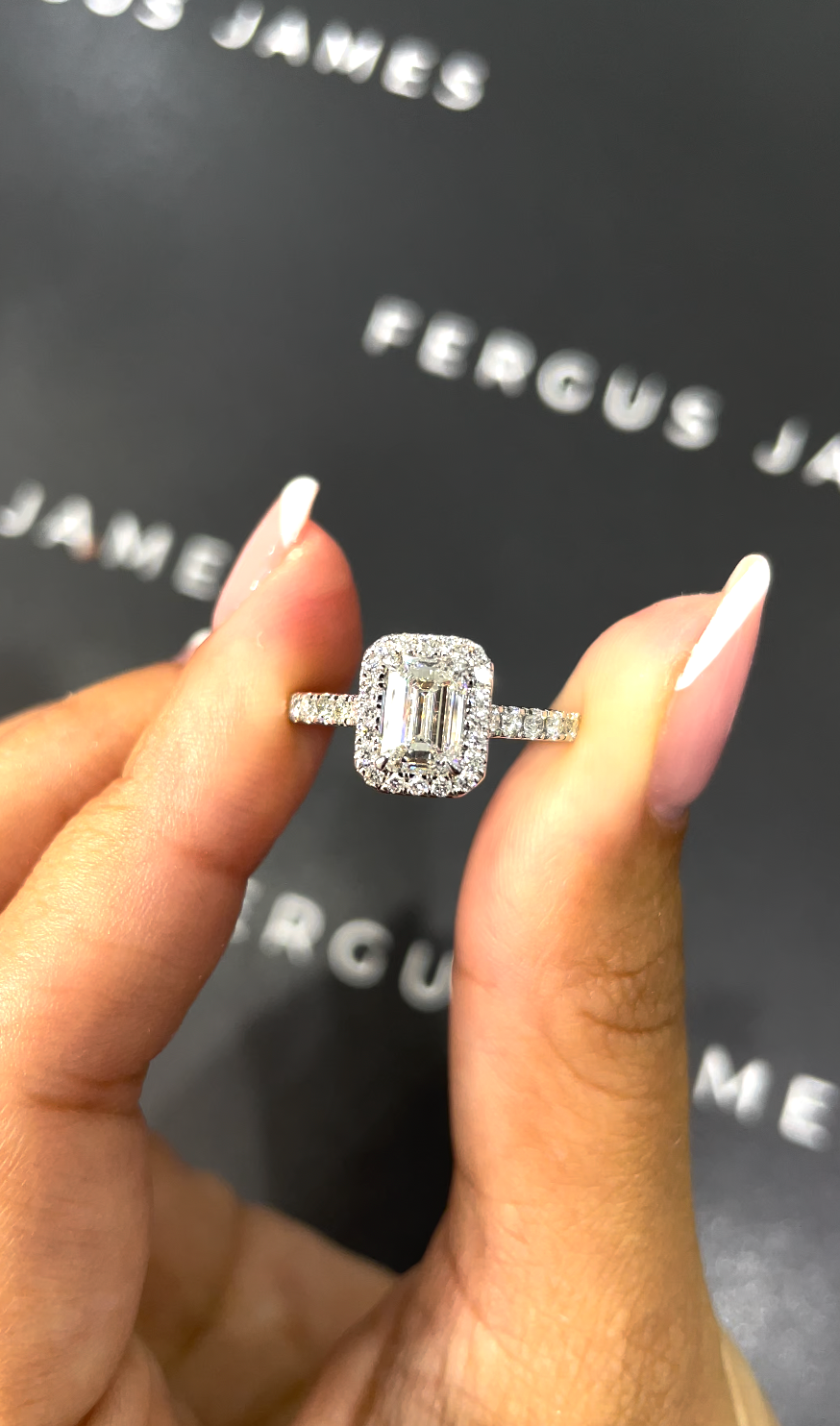 1 Carat Natural Halo Engagement Ring - Emerald Diamond