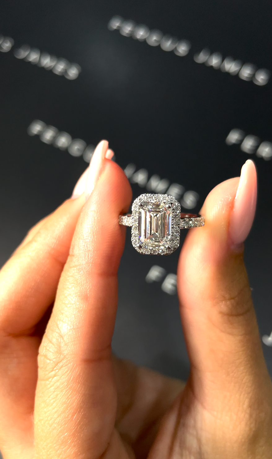 2 Carat Natural Halo Engagement Ring - Emerald Diamond