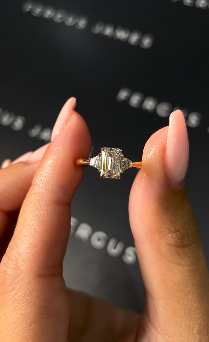 1 Carat Lab-Grown Trilogy Engagement Ring - Emerald Diamond