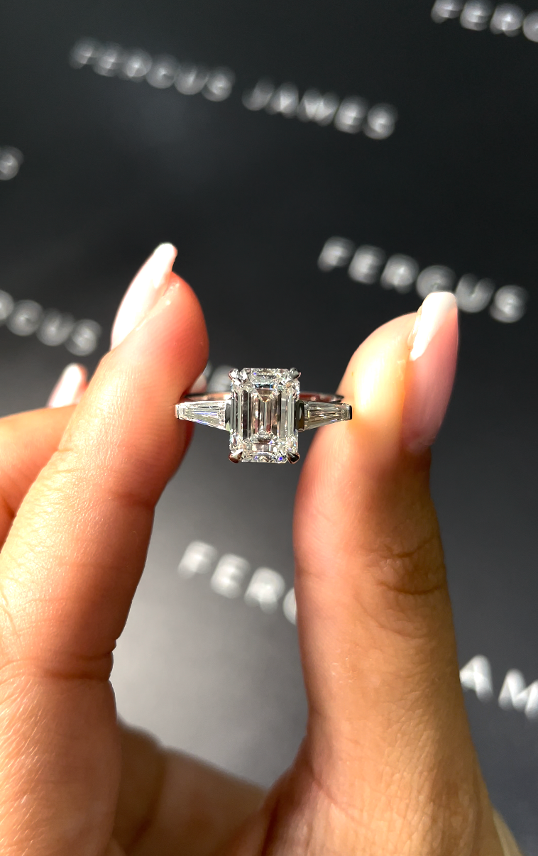 2 Carat Lab-Grown Trilogy Engagement Ring - Emerald Diamond
