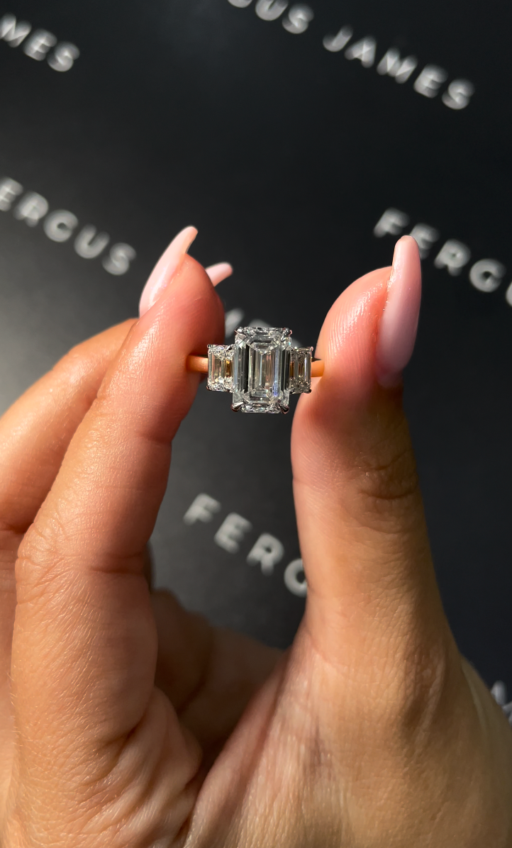 3 Carat Natural Trilogy Engagement Ring - Emerald Diamond