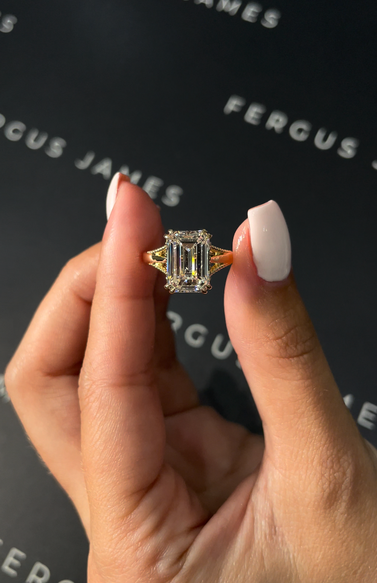 4 Carat Natural Trilogy Engagement Ring - Emerald Diamond