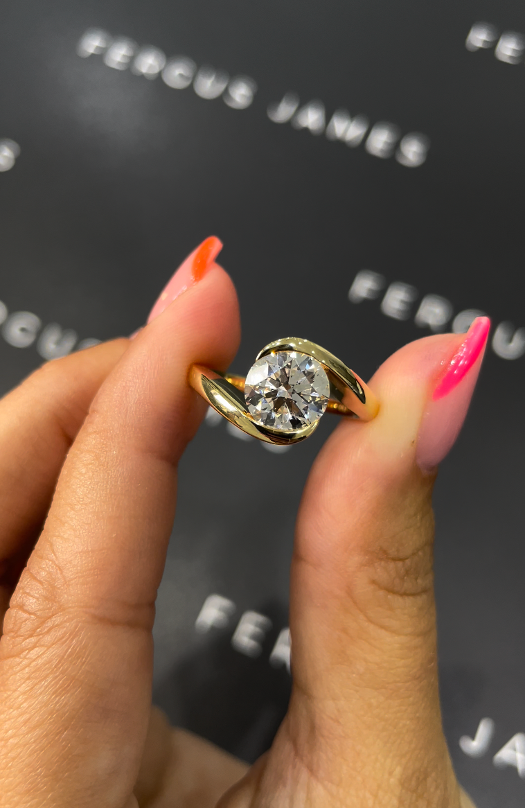 2 Carat Natural Solitaire Engagement Ring - Round Diamond