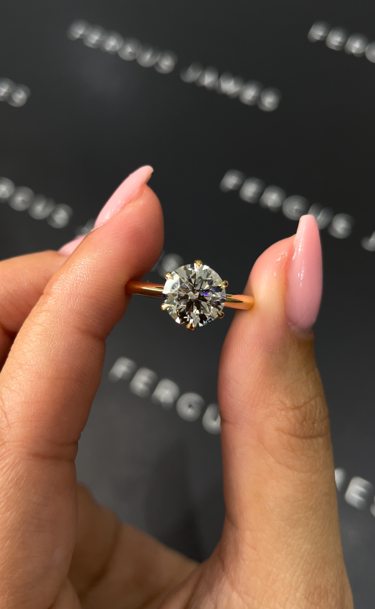 2 Carat Natural Solitaire Engagement Ring - Round Diamond