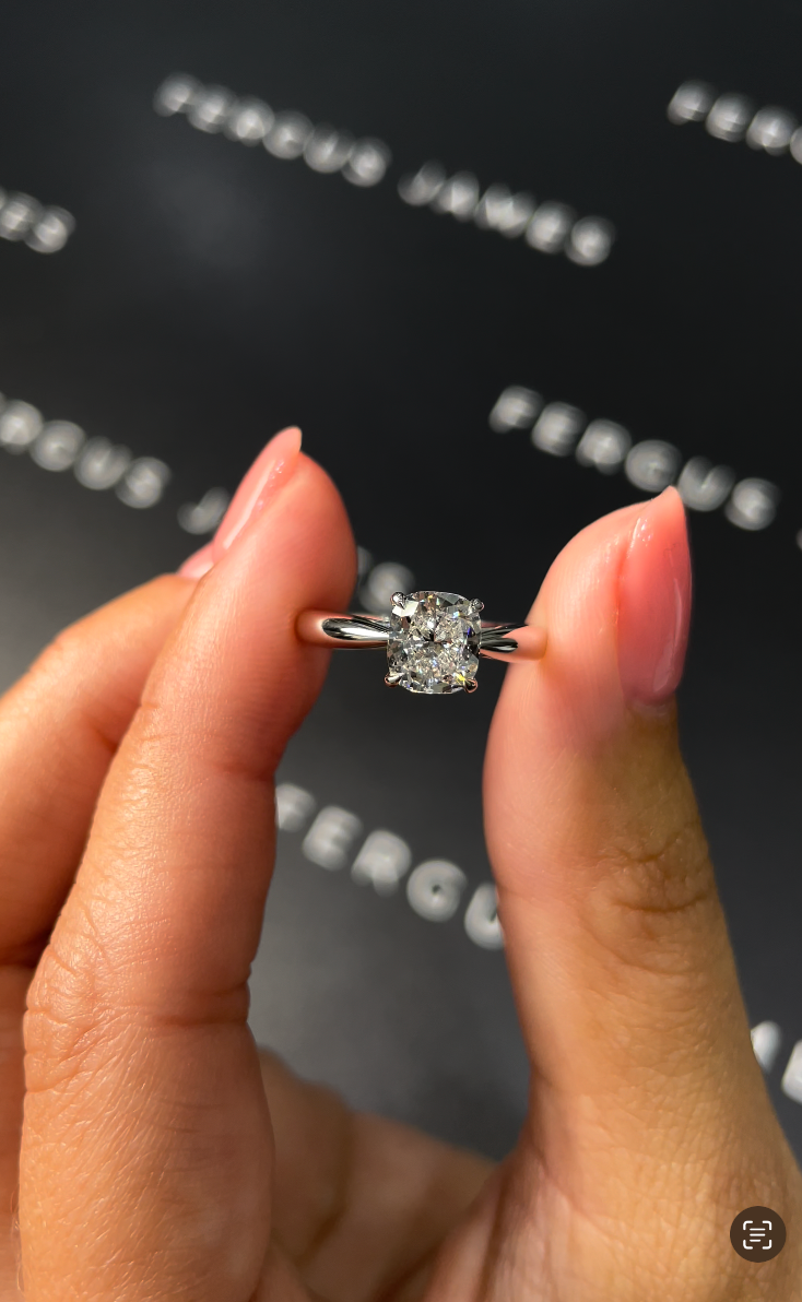 1 Carat Lab-Grown Solitaire Engagement Ring - Cushion Diamond