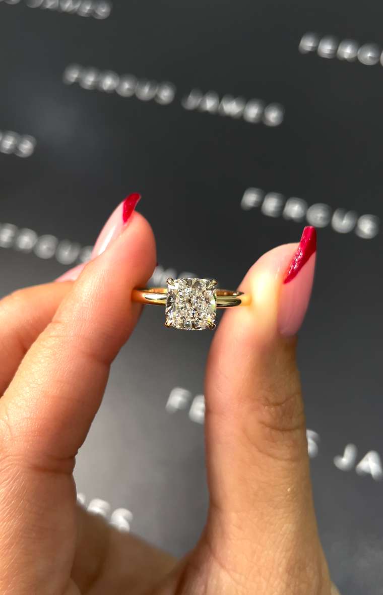 1.5 Carat Natural Solitaire Engagement Ring - Cushion Diamond