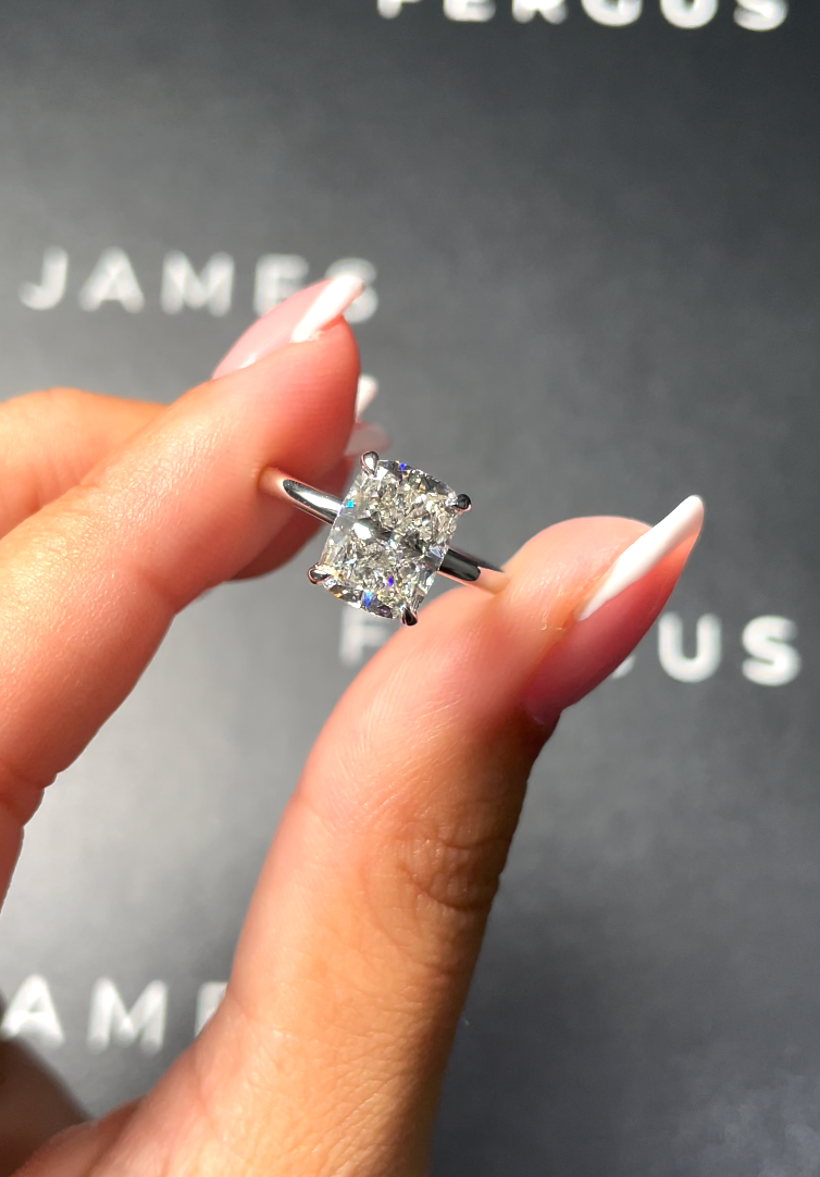 2.5 Carat Natural Solitaire Engagement Ring - Cushion Diamond