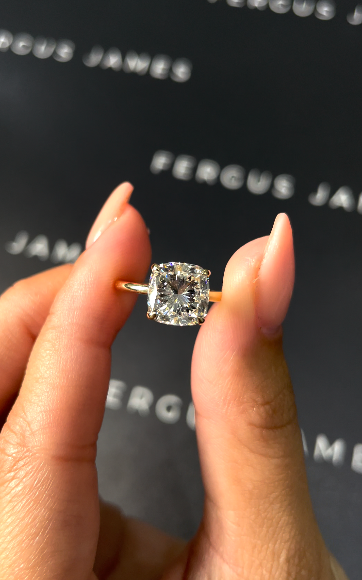 3 Carat Natural Solitaire Engagement Ring - Cushion Diamond