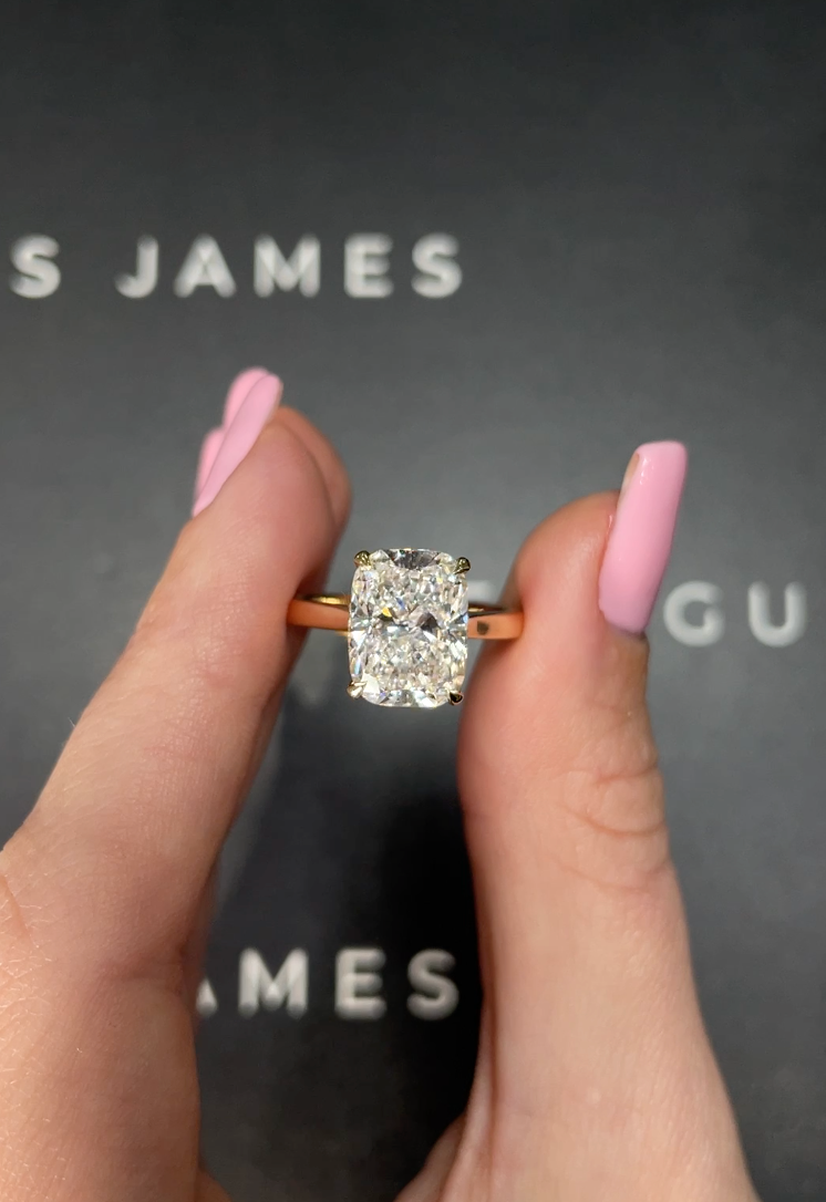 4 Carat Lab-Grown Solitaire Engagement Ring - Cushion Diamond