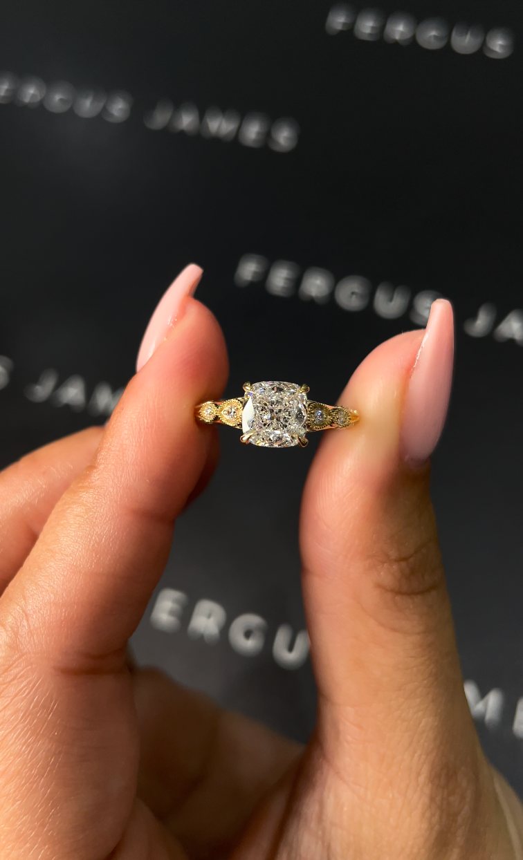 1 Carat Lab-Grown Diamond Band Engagement Ring - Cushion Diamond
