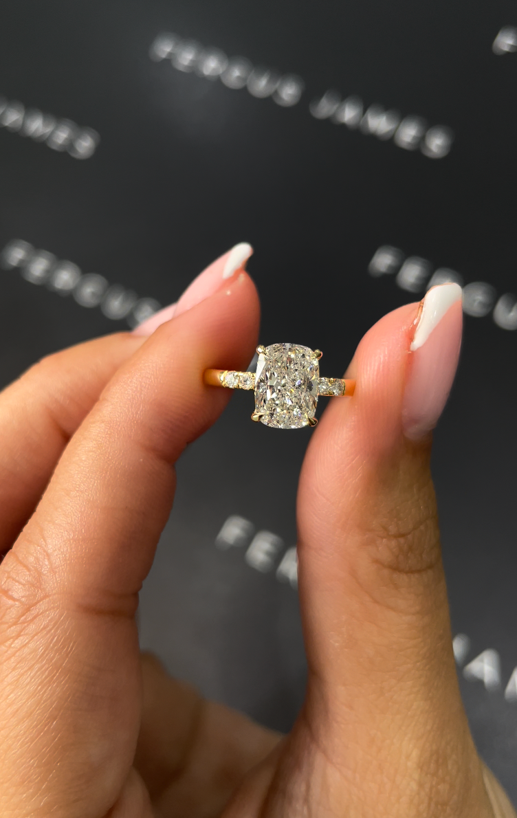 1.5 Carat Lab-Grown Diamond Band Engagement Ring - Cushion Diamond
