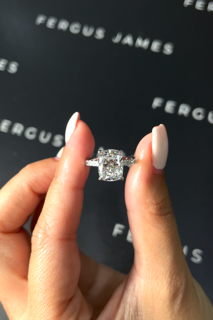 2.5 Carat Lab-Grown Diamond Band Engagement Ring - Cushion Diamond
