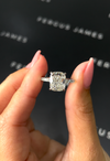 3 Carat Natural Diamond Engagement Ring - Cushion Diamond Band in 18k White Gold Setting