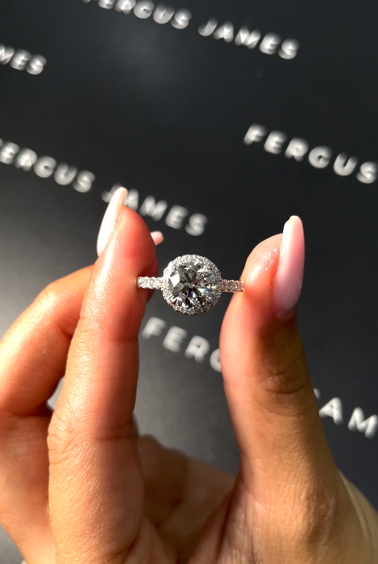 1.5 Carat Natural Halo Engagement Ring - Round Diamond