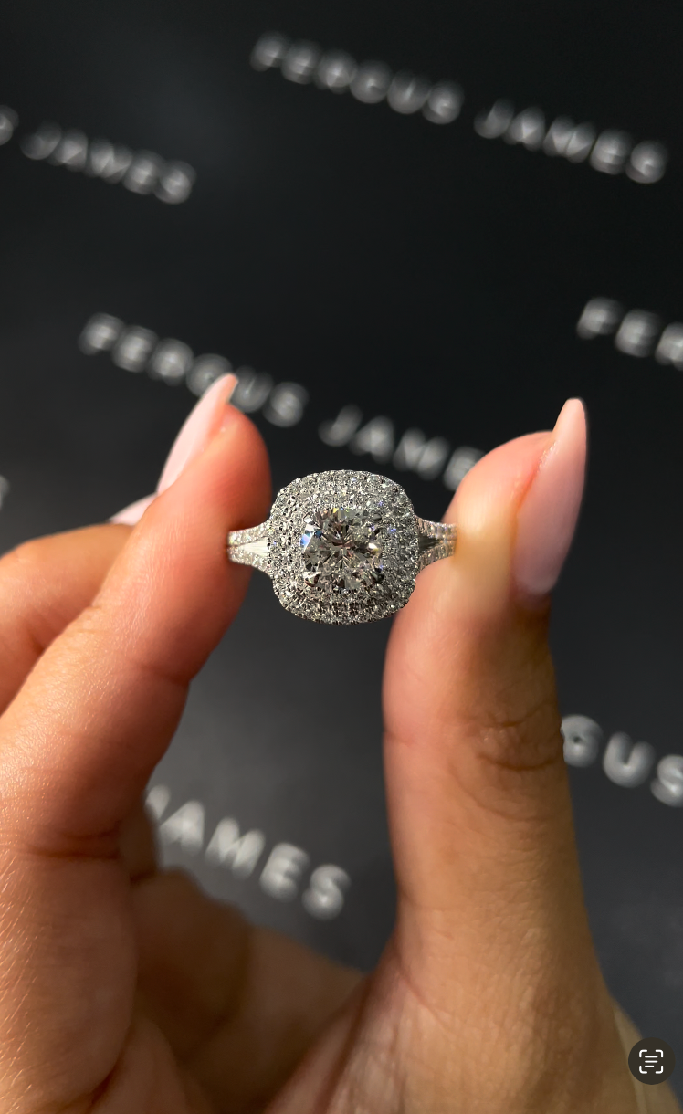 1 Carat Lab-Grown Halo Engagement Ring - Cushion Diamond