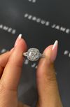 1 Carat Natural Halo Engagement Ring - Cushion Diamond in 18k White Gold Setting