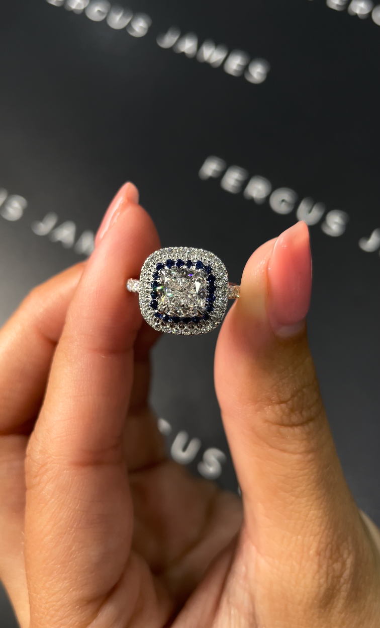 1.5 Carat Lab-Grown Halo Engagement Ring - Cushion Diamond