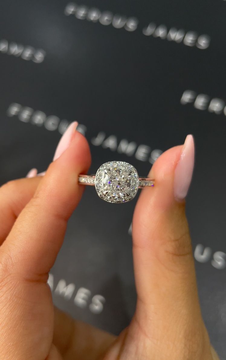 1.5 Carat Natural Halo Engagement Ring - Cushion Diamond