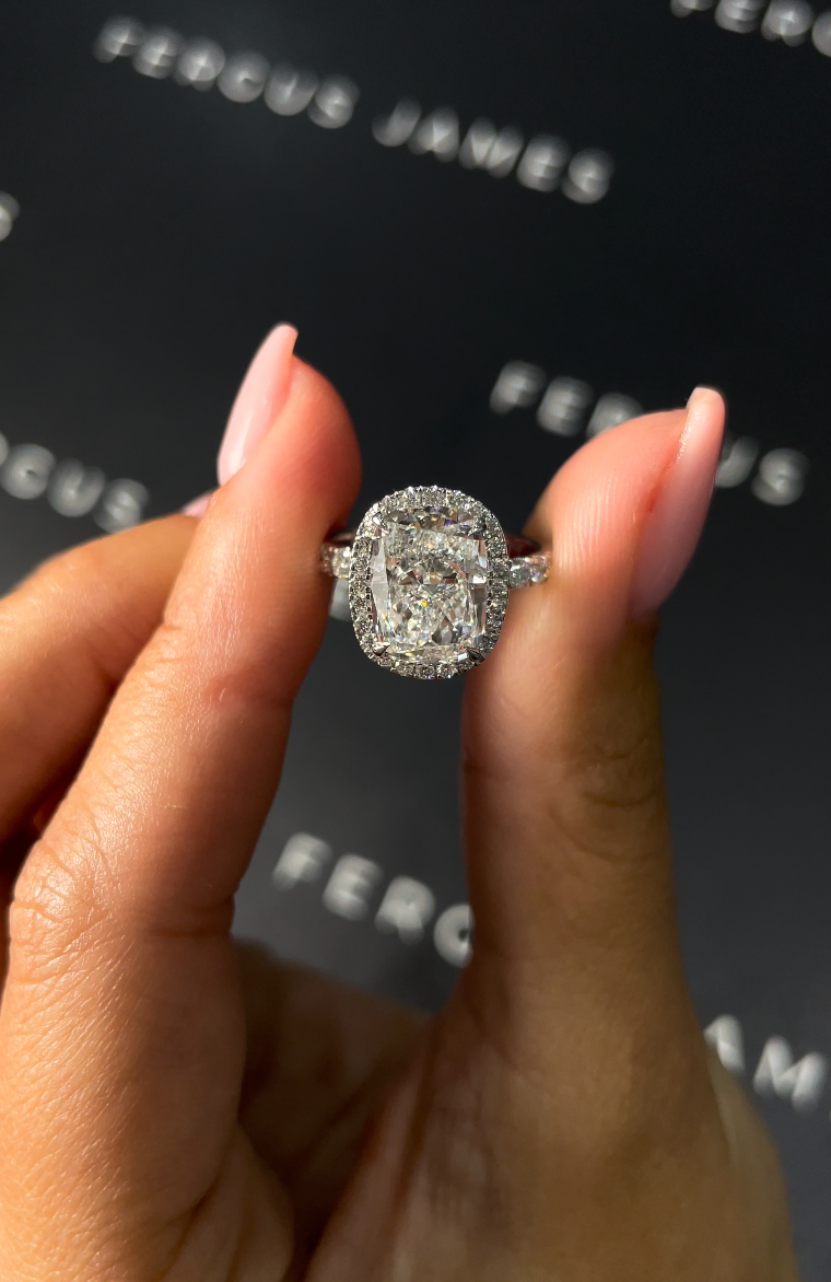 3 Carat Lab-Grown Halo Engagement Ring - Cushion Diamond