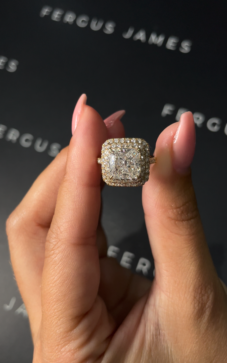 3 Carat Lab-Grown Halo Engagement Ring - Cushion Diamond