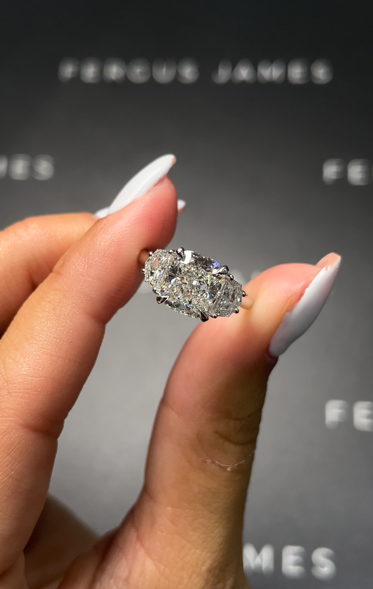 2.5 Carat Natural Trilogy Engagement Ring - Cushion Diamond