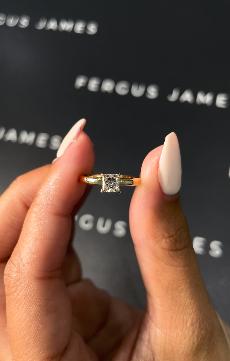 0.5 Carat Natural Solitaire Engagement Ring - Princess Diamond