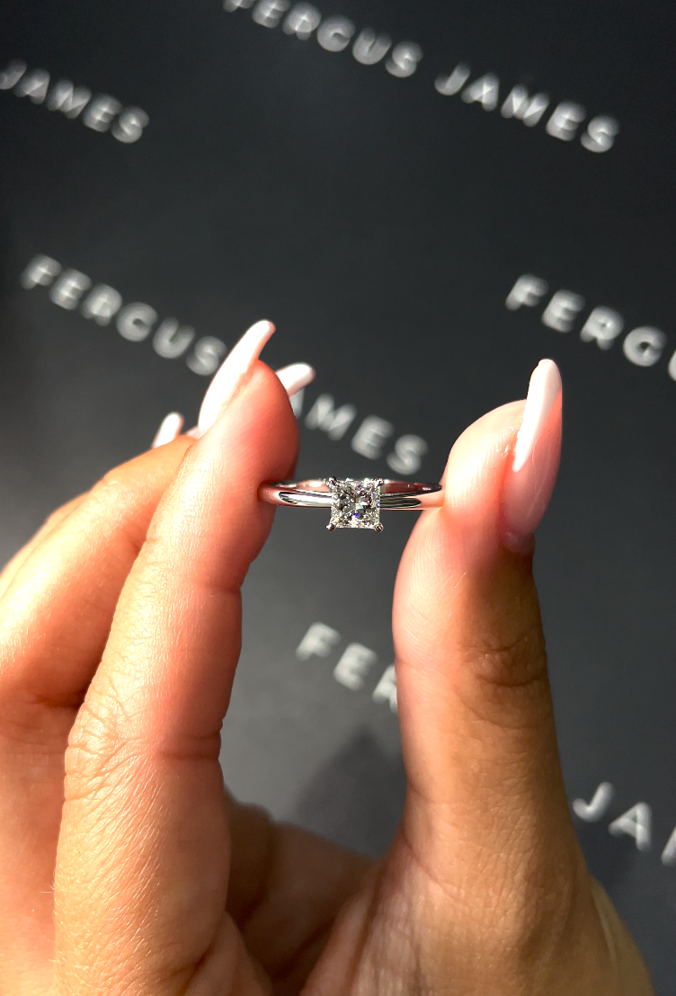 0.5 Carat Natural Solitaire Engagement Ring - Princess Diamond