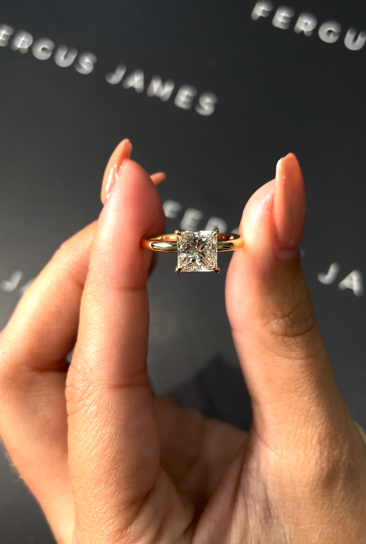 1.5 Carat Natural Solitaire Engagement Ring - Princess Diamond