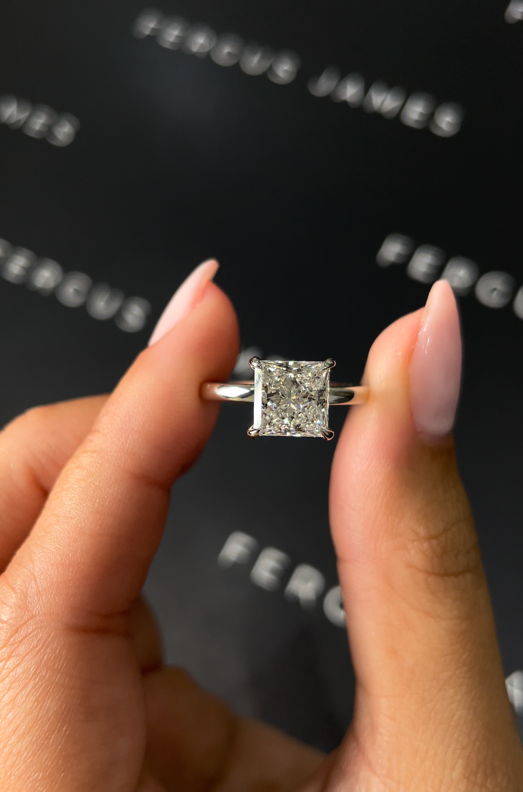 2 Carat Natural Solitaire Engagement Ring - Princess Diamond
