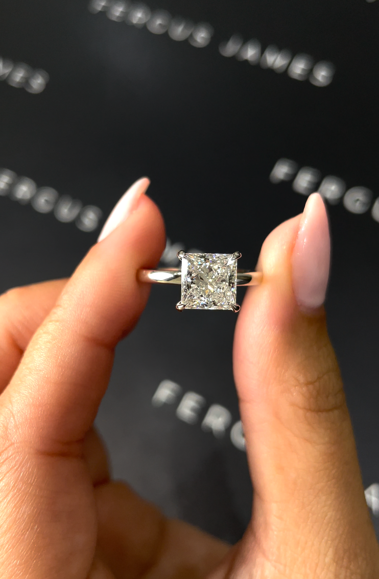 2.5 Carat Natural Solitaire Engagement Ring - Princess Diamond