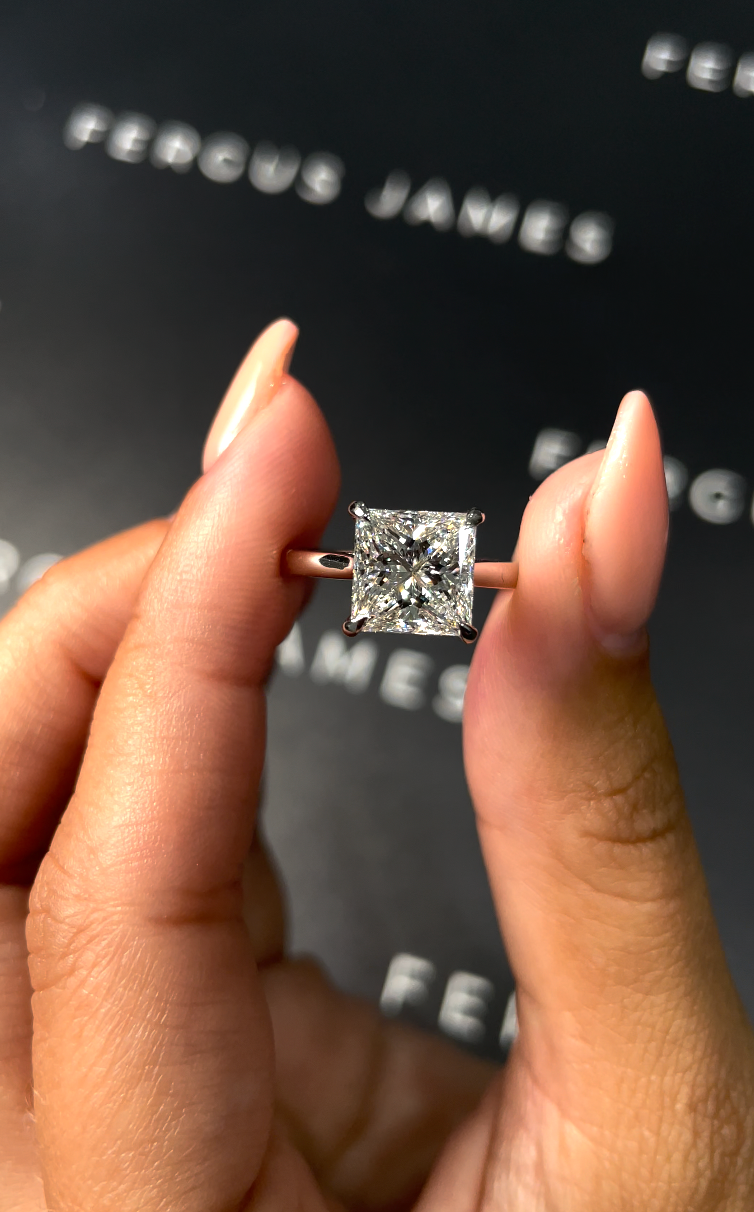 3 Carat Lab-Grown Solitaire Engagement Ring - Princess Diamond