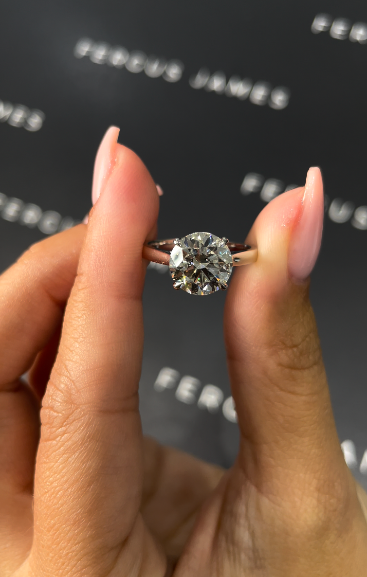 2.5 Carat Natural Solitaire Engagement Ring - Round Diamond