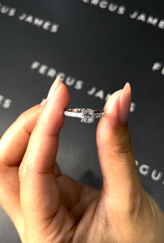 0.5 Carat Lab-Grown Diamond Band Engagement Ring - Princess Diamond in 18k White Gold Setting