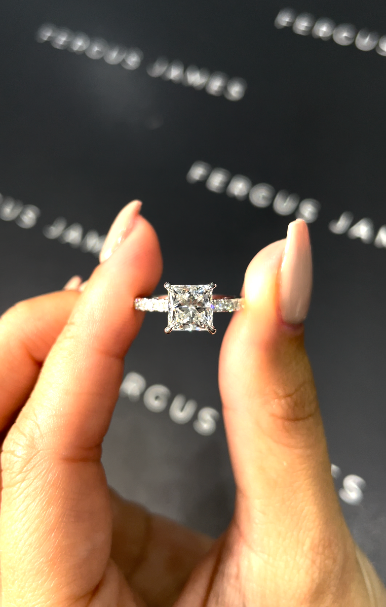 1.5 Carat Lab-Grown Diamond Band Engagement Ring - Princess Diamond