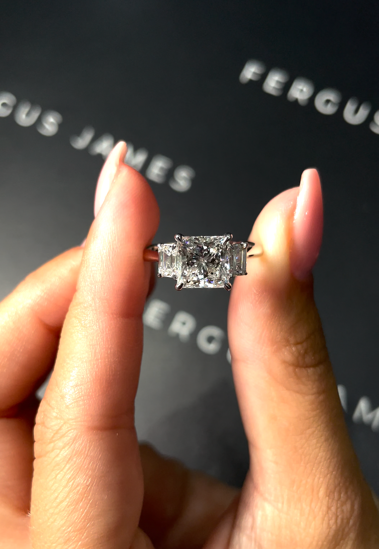 2 Carat Natural Trilogy Engagement Ring - Princess Diamond