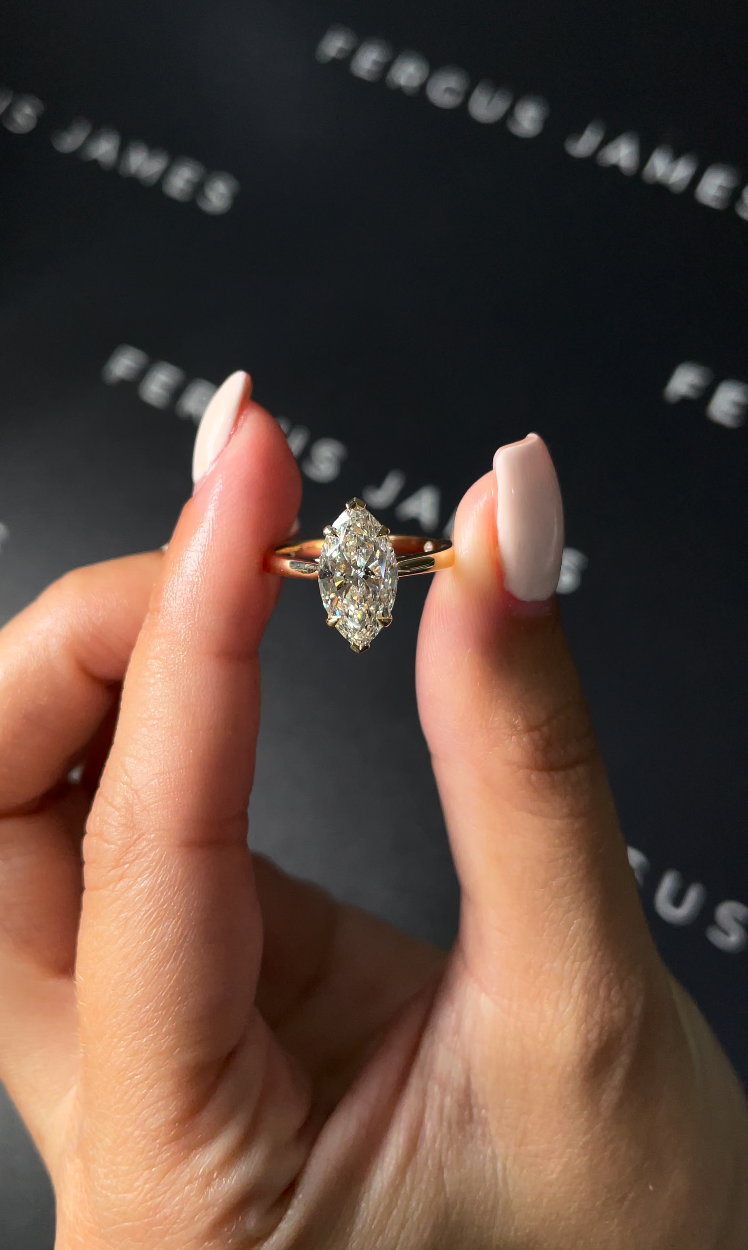 2 Carat Natural Solitaire Engagement Ring - Marquise Diamond