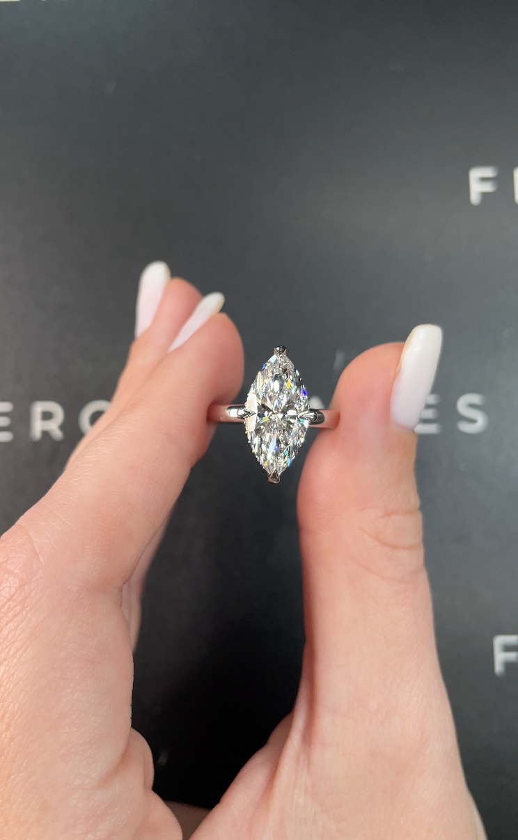 3 Carat Natural Solitaire Engagement Ring - Marquise Diamond