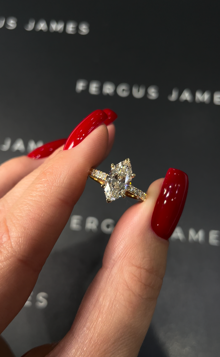 1.5 Carat Natural Diamond Band Engagement Ring - Marquise Diamond