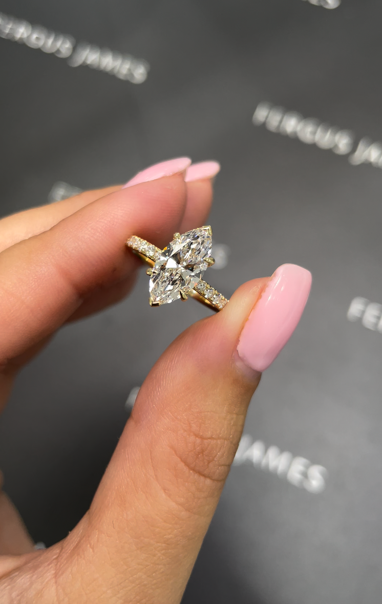 2 Carat Natural Diamond Band Engagement Ring - Marquise Diamond