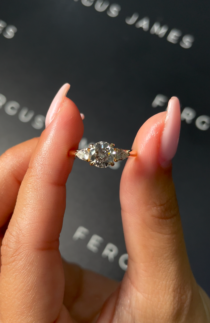 1 Carat Lab-Grown Trilogy Engagement Ring - Round Diamond
