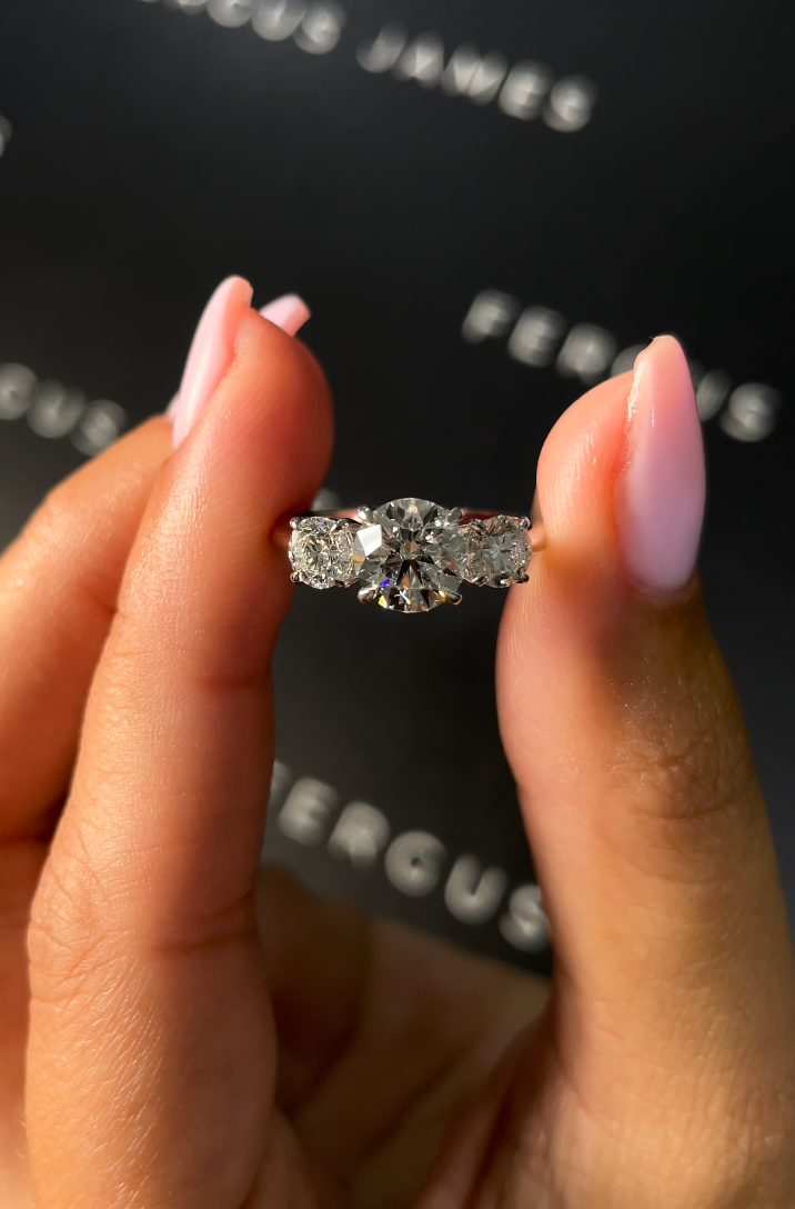 1.5 Carat Natural Trilogy Engagement Ring - Round Diamond