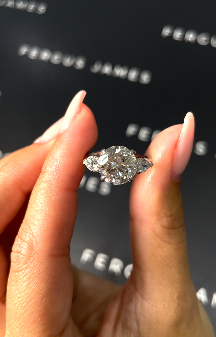 3 Carat Lab-Grown Trilogy Engagement Ring - Round Diamond