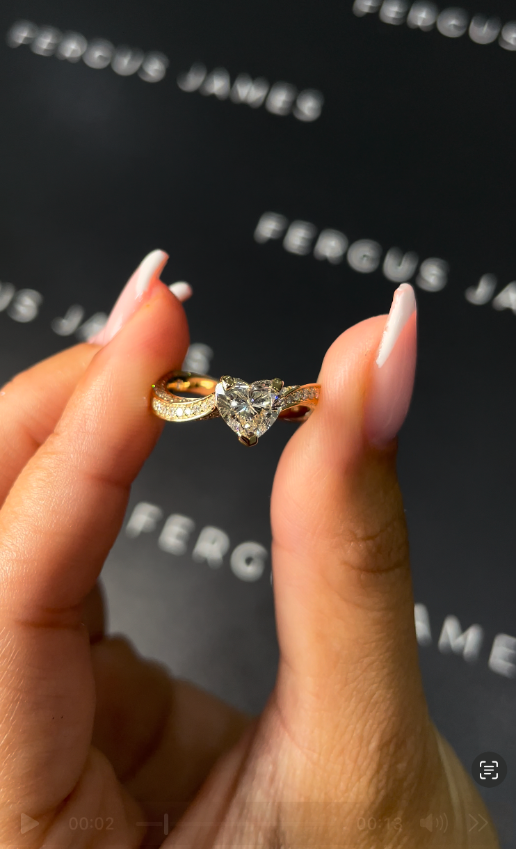 1 Carat Lab-Grown Diamond Band Engagement Ring - Heart Diamond