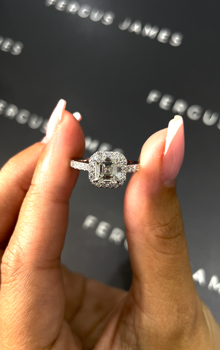 1.5 Carat Lab-Grown Halo Engagement Ring - Asscher Diamond in 18k White Gold Setting