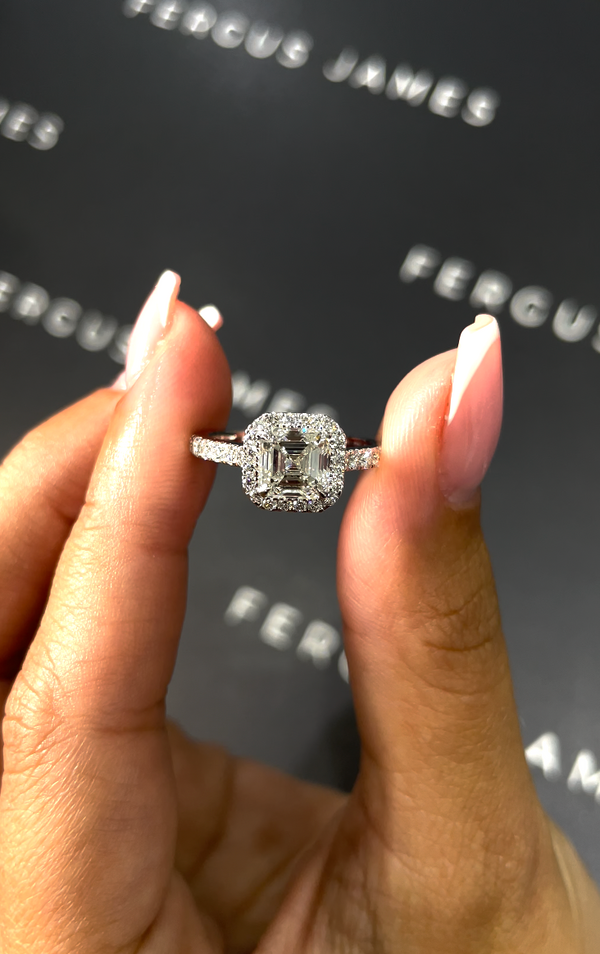 1.5 Carat Lab-Grown Halo Engagement Ring - Asscher Diamond